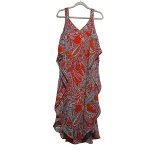 Robbie Bee Paisley Print Maxi‎ Dress Sleeveless Casual Summer Orange M